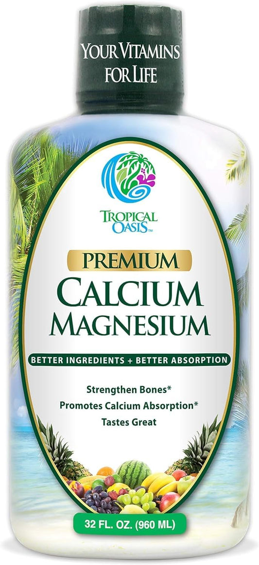 Liquid Calcium Magnesium Citrate Supplement for Strong Bones - Natural Formula with Vitamin D3 - High Absorption Rate - 32oz Bottle