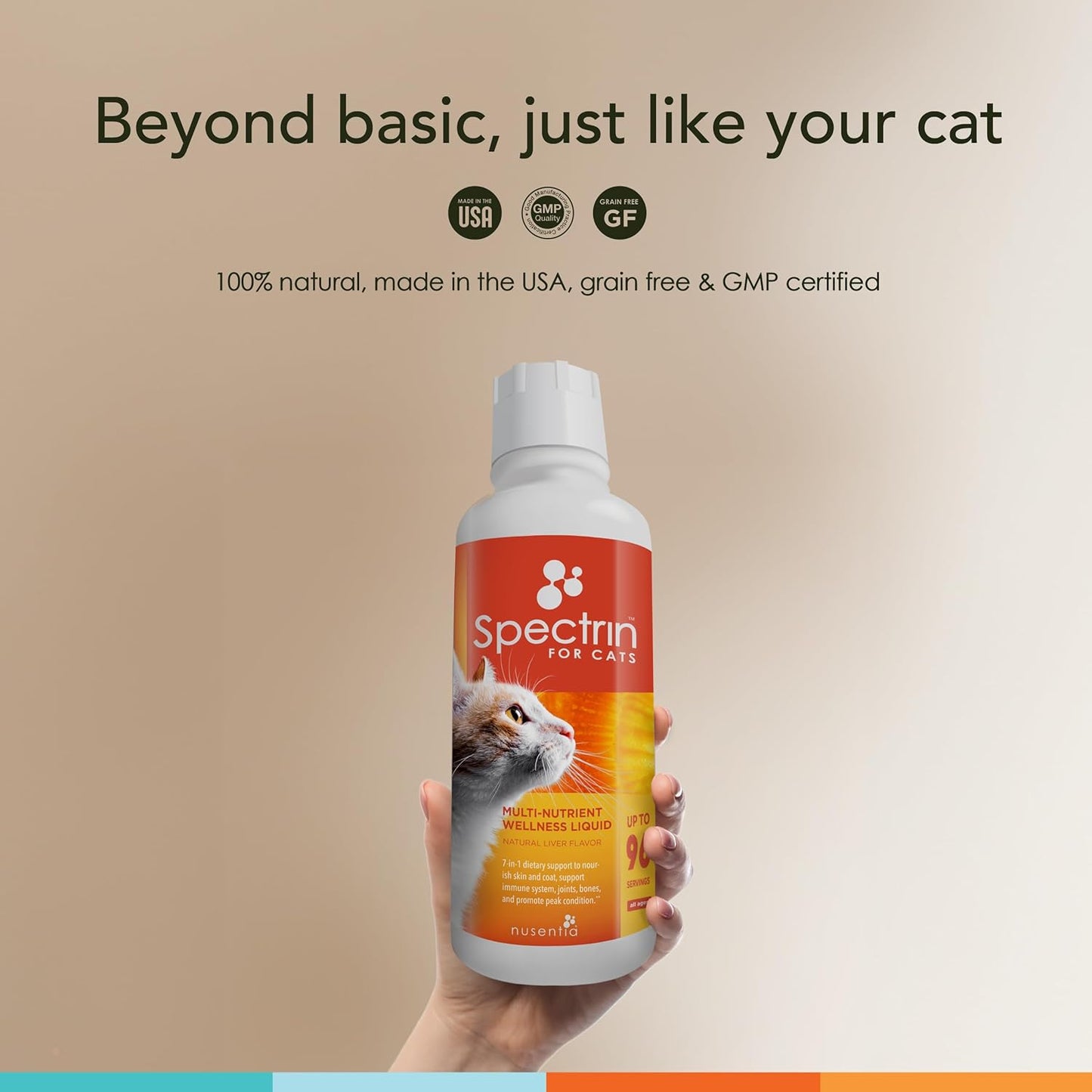 Liquid Cat Vitamins & Antioxidant Supplement - NUSENTIA Spectrin 16 OZ - 96 Doses