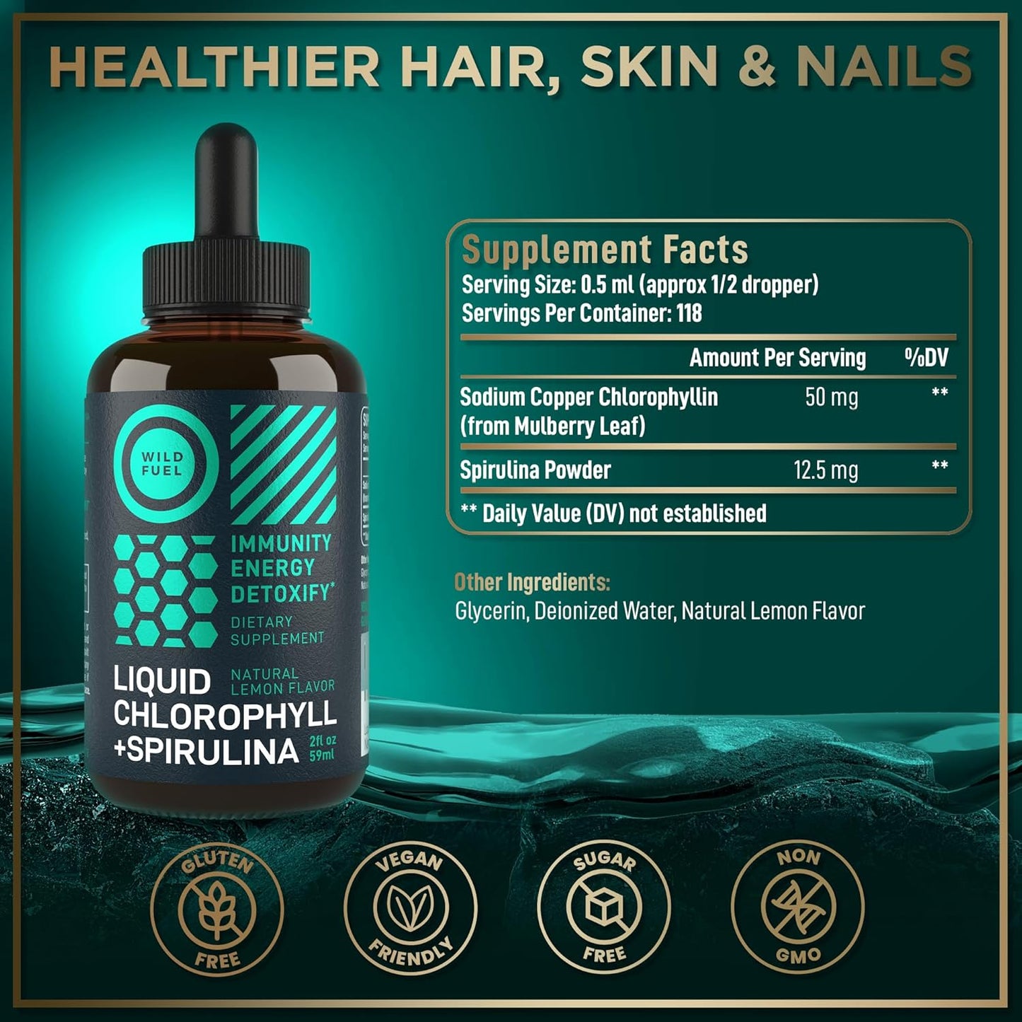 Liquid Chlorophyll and Spirulina Detox Bundle with Histamine Block for Health Support
