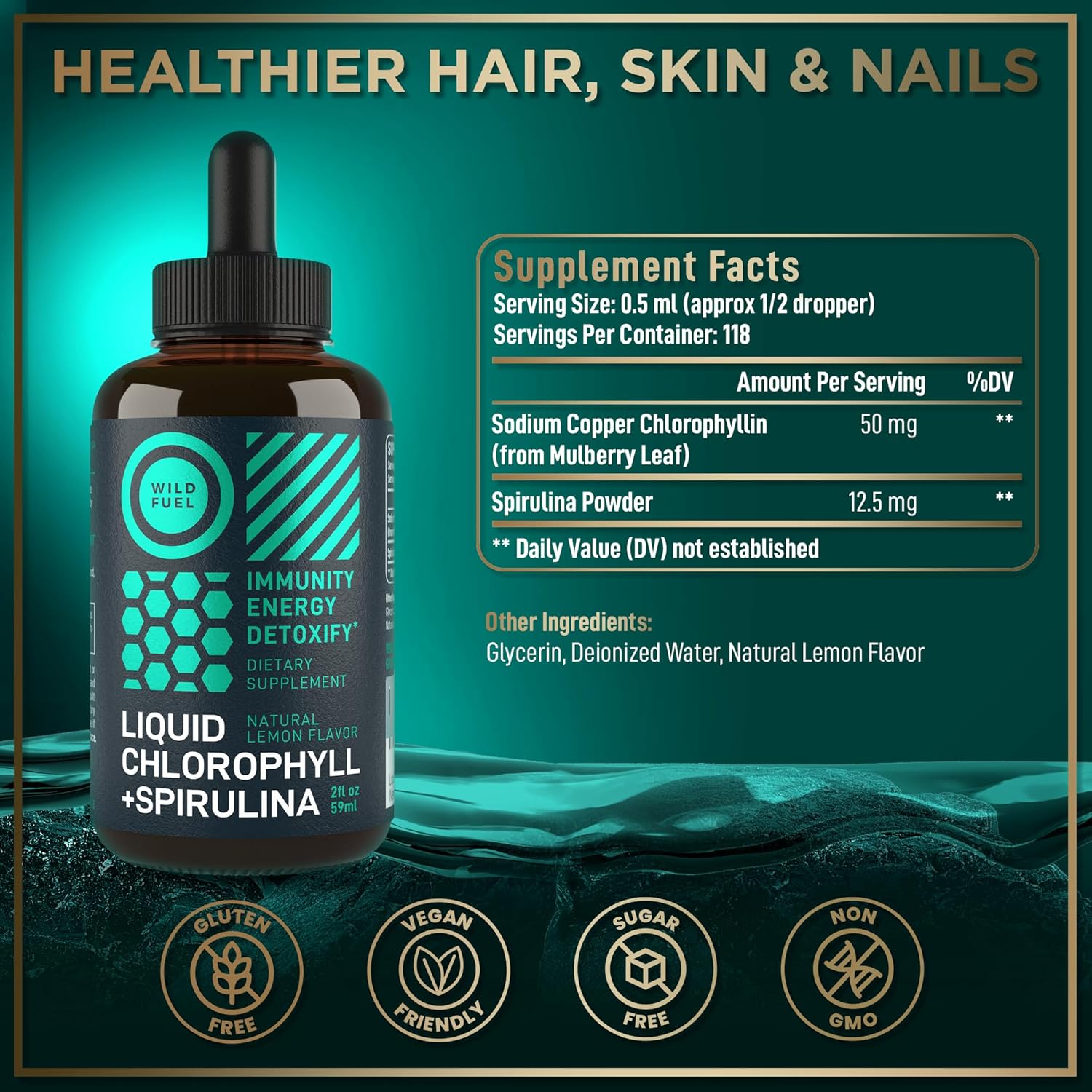 Liquid Chlorophyll and Spirulina Detox Bundle with Histamine Block for Health Support