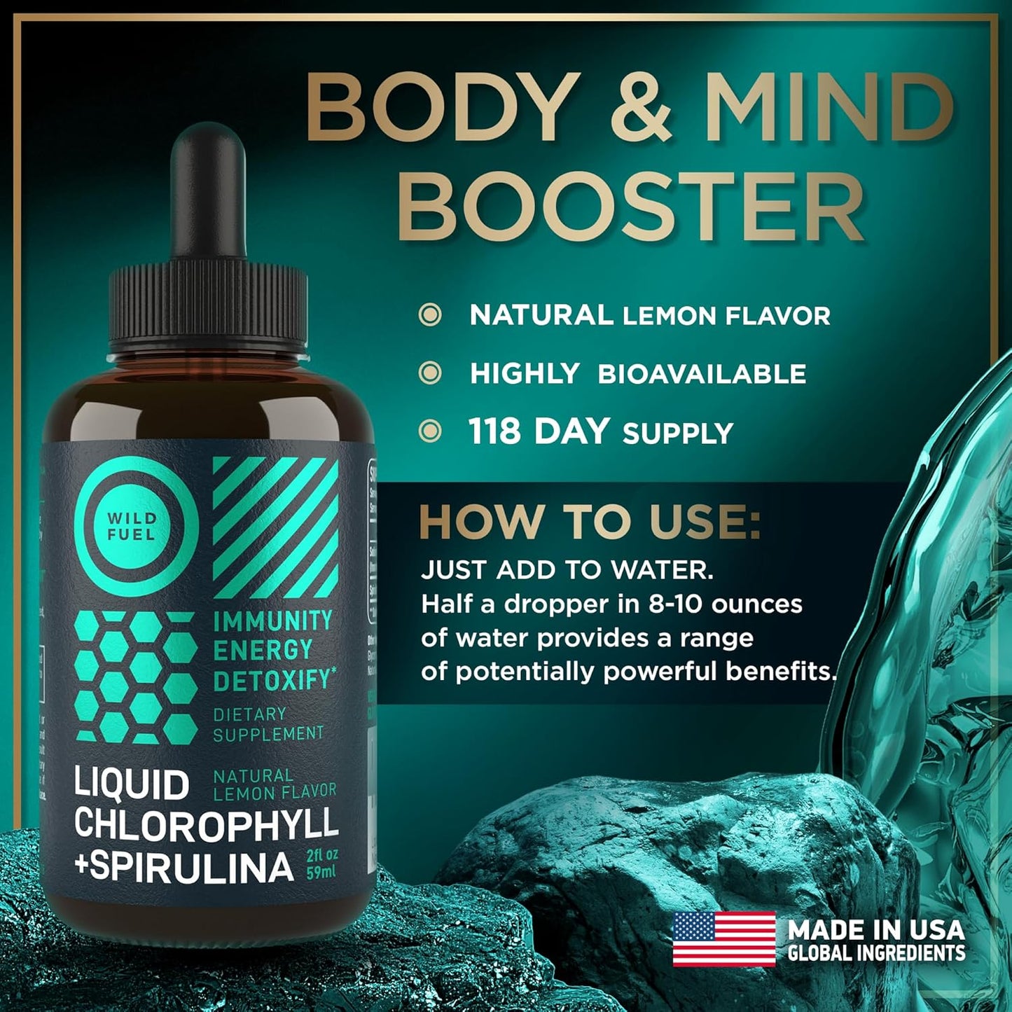 Liquid Chlorophyll and Spirulina Detox Bundle with Histamine Block for Health Support