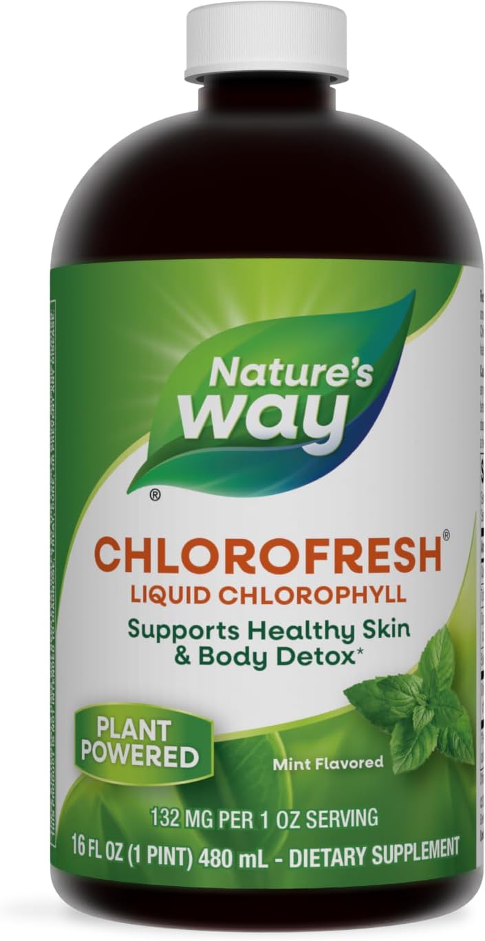 Liquid Chlorophyll by Nature's Way - Mint Flavored Internal Deodorant & Body Detox Support - 16 Fl. Oz