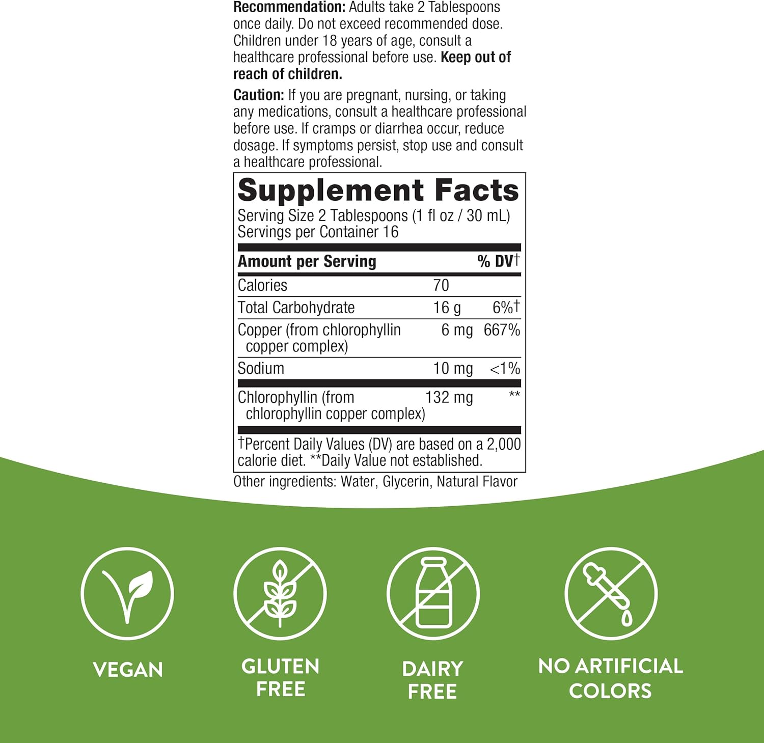 Liquid Chlorophyll by Nature's Way - Mint Flavored Internal Deodorant & Body Detox Support - 16 Fl. Oz