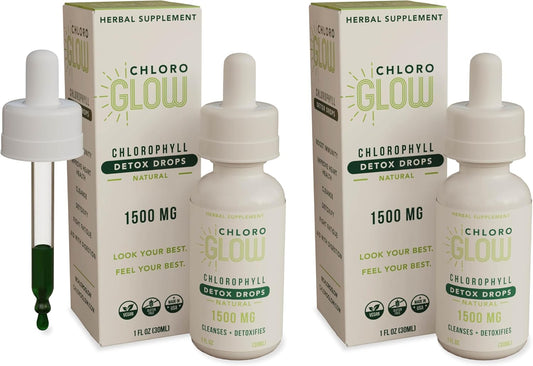 Liquid Chlorophyll Drops - Immunity Booster, Metabolism & Immune Support, Natural Detox - 2 Pack