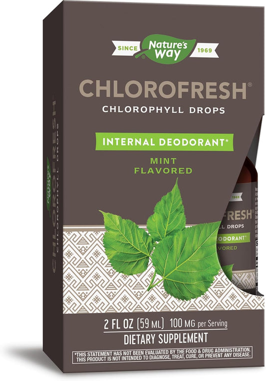 Liquid Chlorophyll Drops by Nature's Way, 2 Fl. Oz., Mint Flavored, Internal Deodorant, Supports Detox, Chlorofresh Concentrate