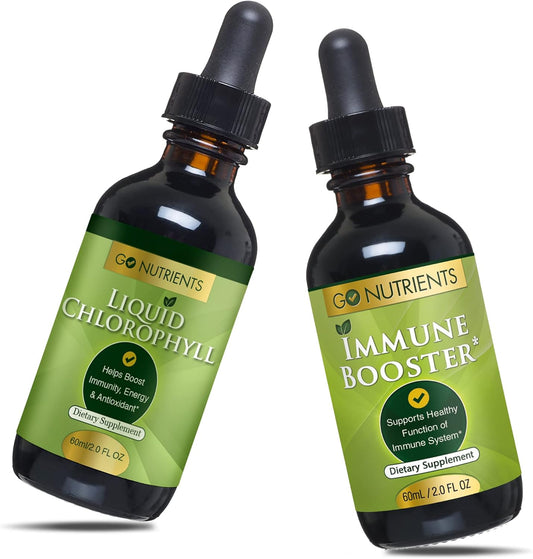 Liquid Chlorophyll Drops with Immune-Boosting Vitamins - GMO-Free, Vegan, Gluten-Free Formula with Sodium Copper Chlorophyllin