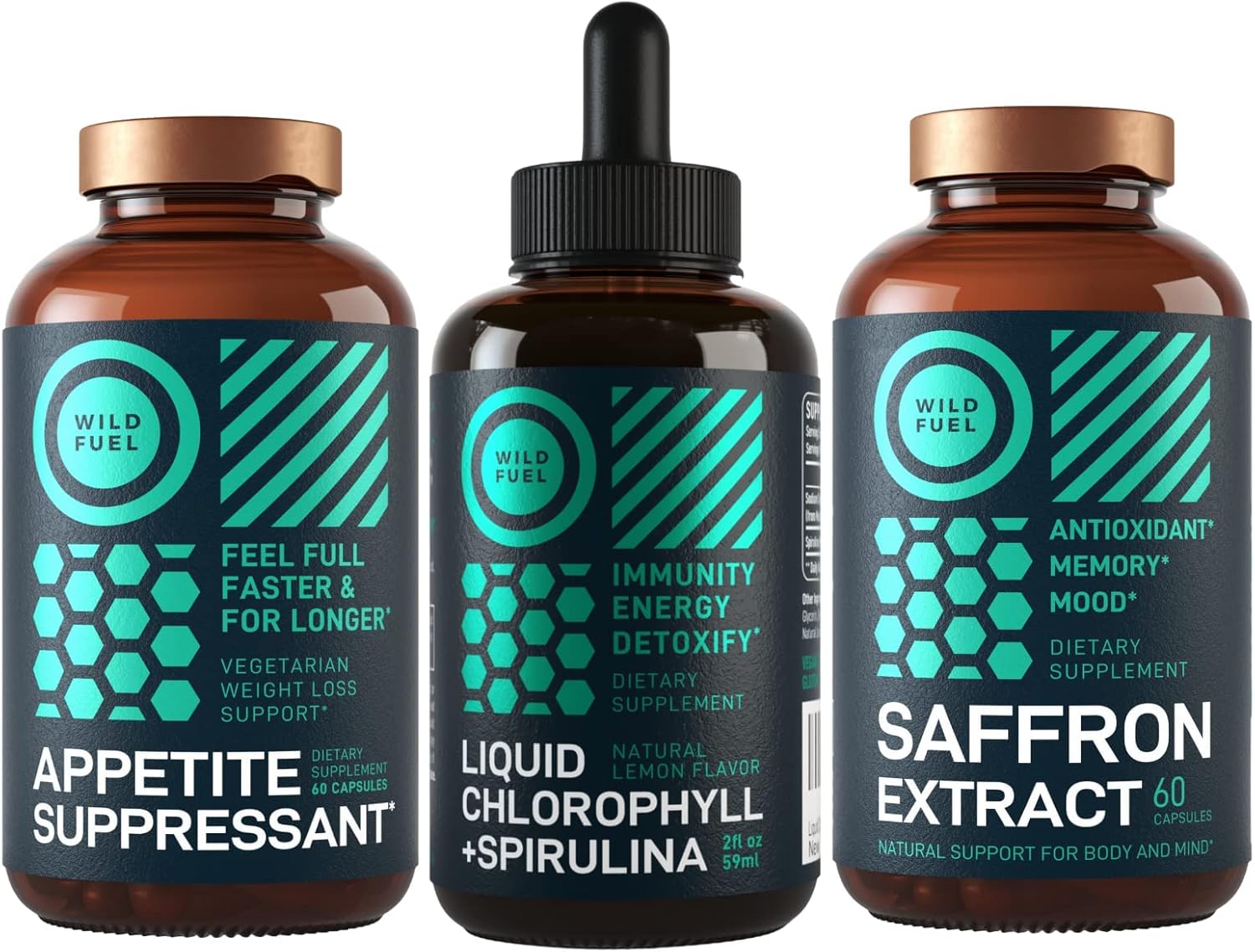 Liquid Chlorophyll, Saffron Extract, and Appetite Suppressant Trio for Natural Energy and Weight Management