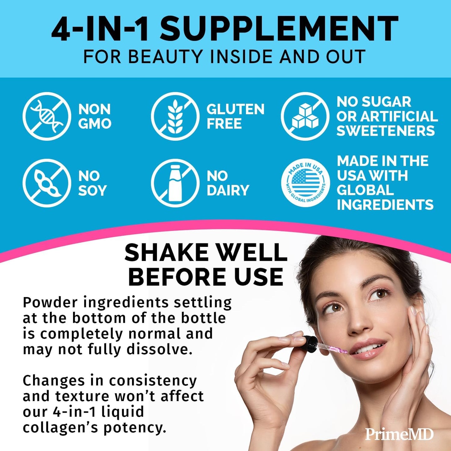 Liquid Collagen Biotin + Nitric Oxide + Menopause Support Bundle - Hair, Skin, Nails, Heart, & Hormone Vitamins - Non-GMO, Vegan, Gluten-Free - 4pk by PrimeMD