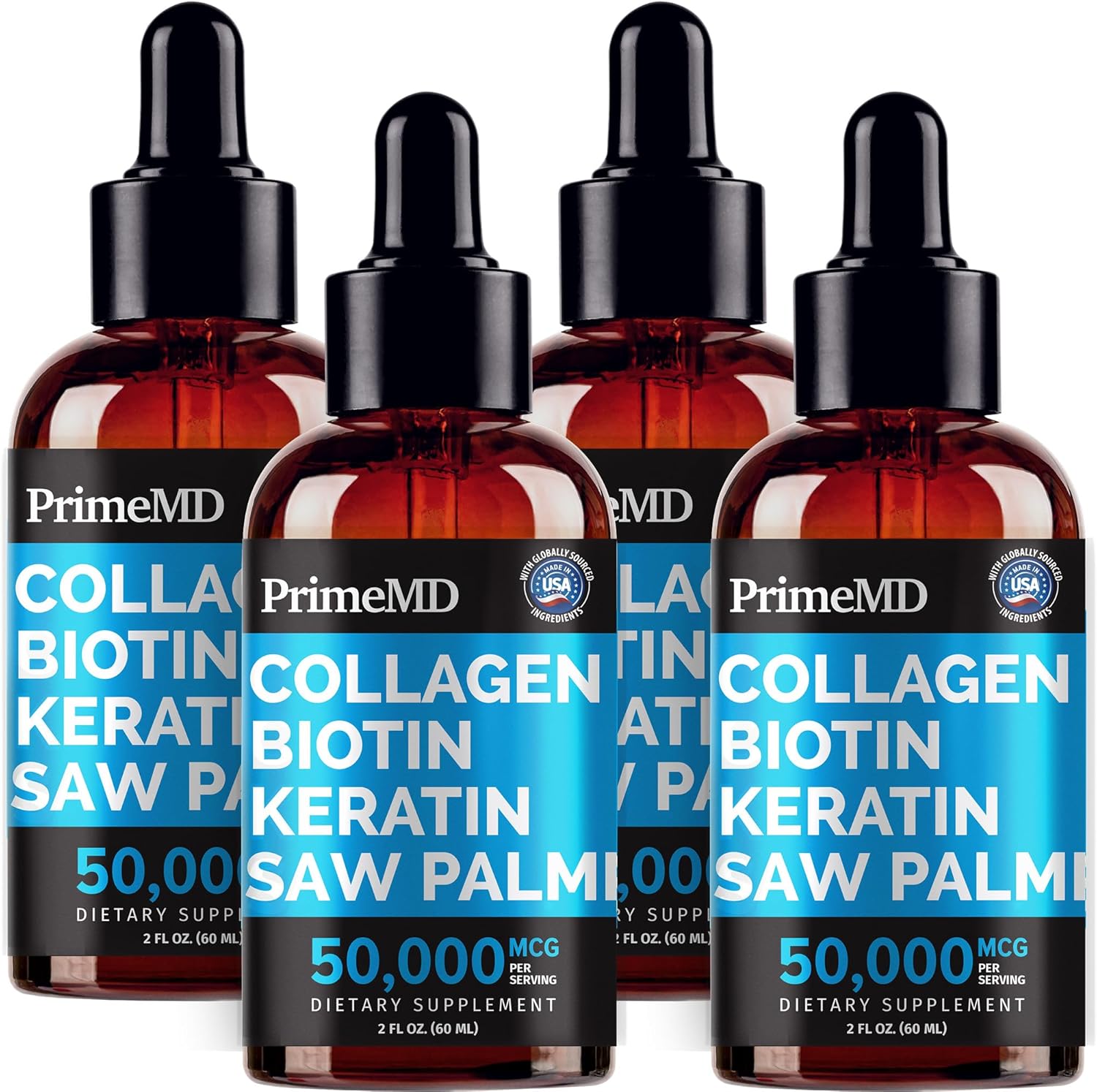 Liquid Collagen Peptides Serum with Biotin & Keratin Protein for Hair, Skin, Nails - 8fl oz Total