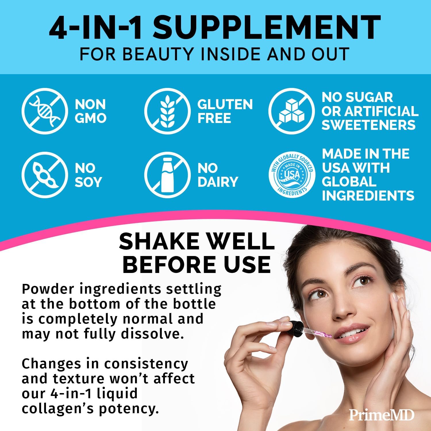 Liquid Collagen Peptides Serum with Biotin & Keratin Protein for Hair, Skin, Nails - 8fl oz Total