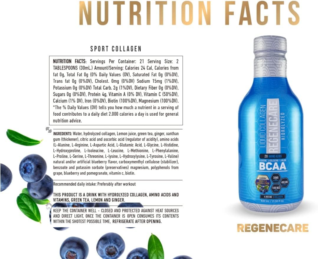 Liquid Collagen Peptides Supplement with BCAA for Hair, Skin & Nails - 630ml (21.30 fl oz) - Supports Joint, Bone, and Overall Health - Ideal for Women and Men