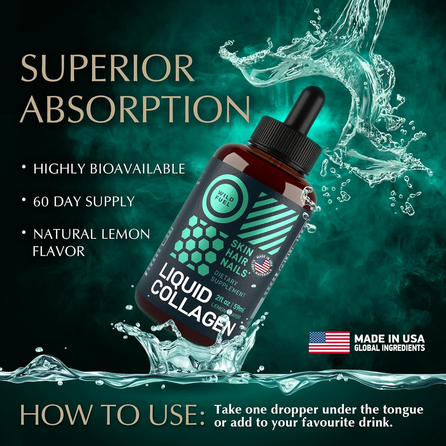 Liquid Collagen Peptides with Biotin and Dental Probiotics Bundle for Fresh Breath by WILD FUEL