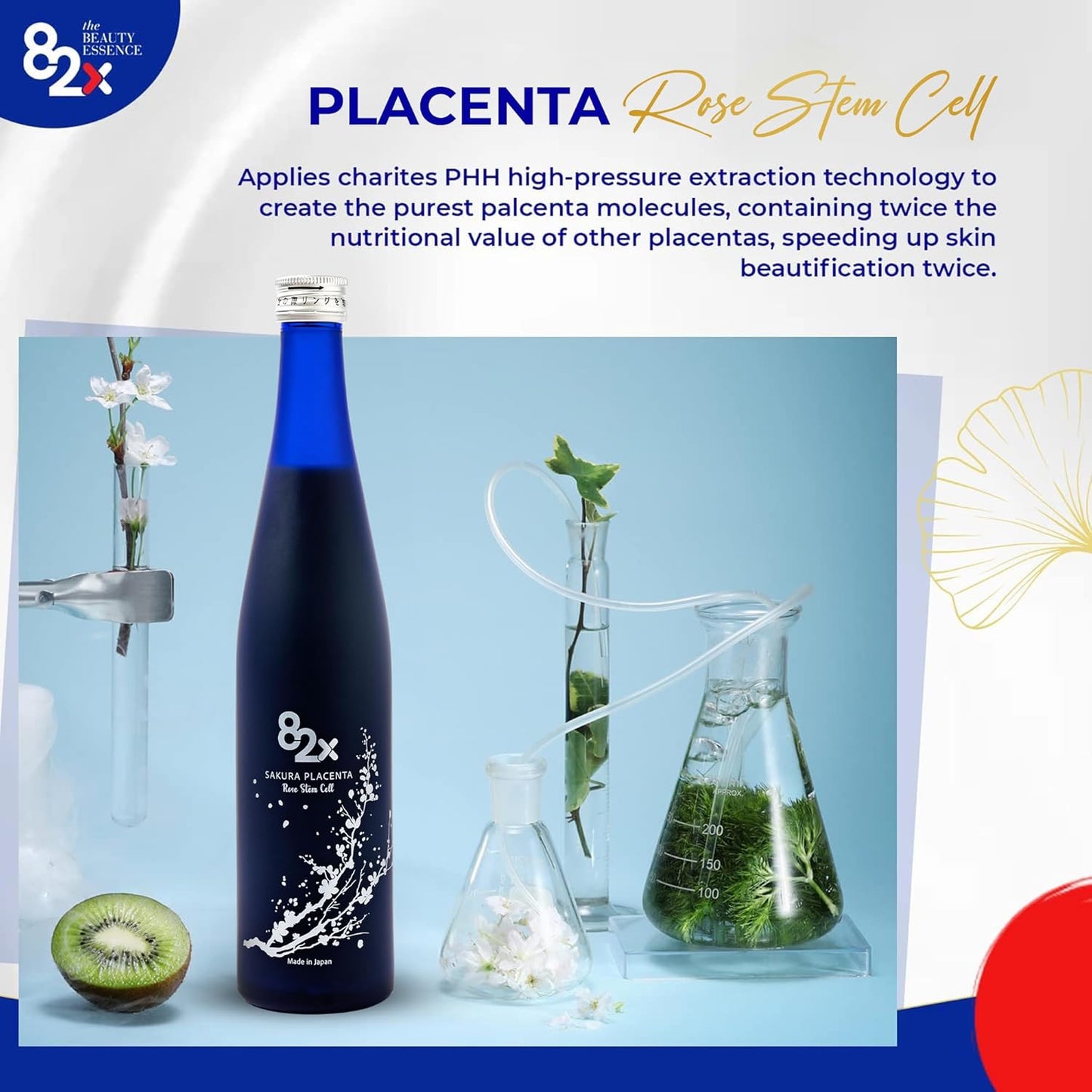 Liquid Collagen Placenta Drink with 450,000mg Placenta & 15,000 Marine Collagen Peptides - 82X Stem Cell Placenta Supplement from Japan, Enriched with 82 Fermented Plants for Skin, Hair, and Nails