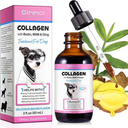 Liquid Collagen Supplement for Dogs with Biotin, MSM & Ginger - Skin and Coat Treatment - 60ml