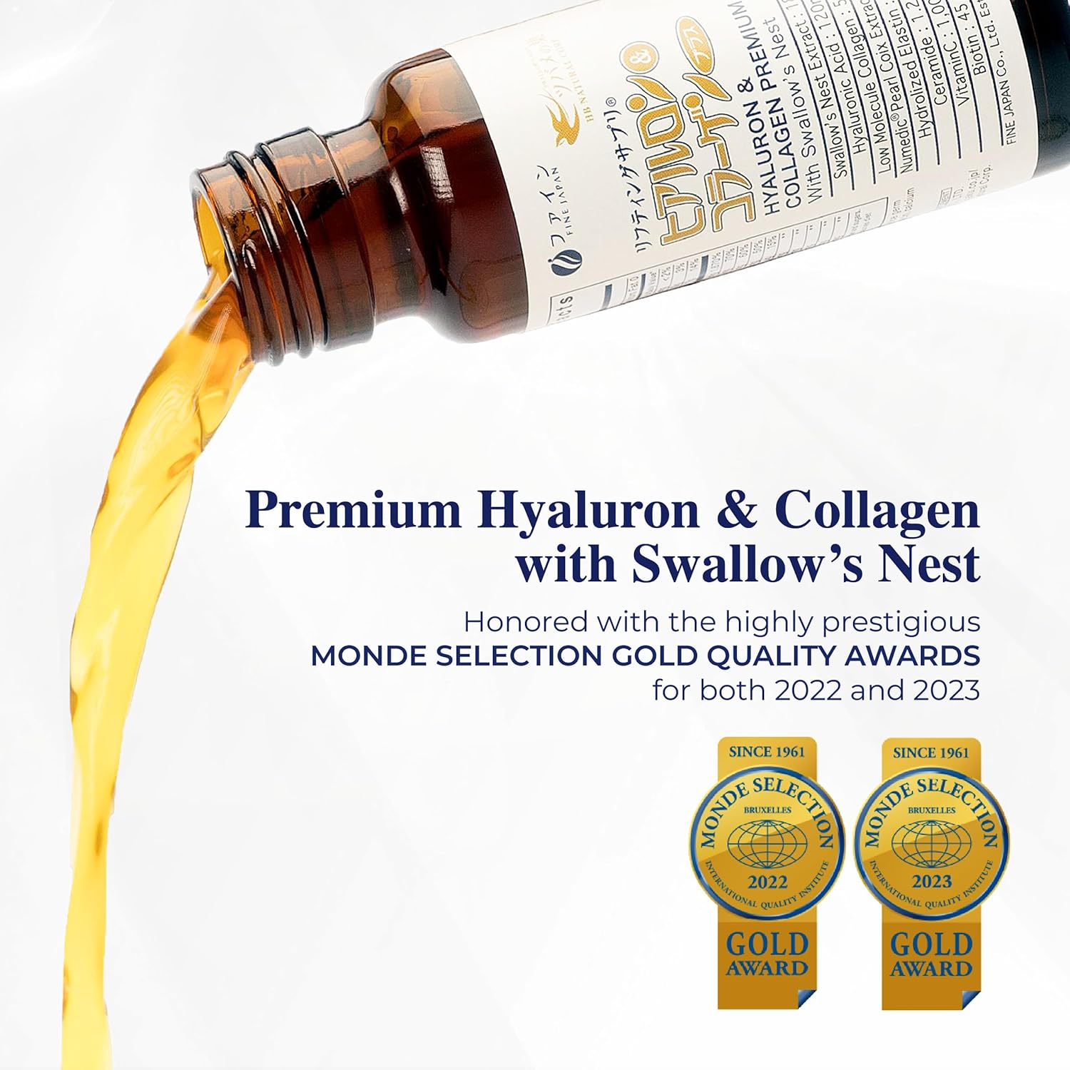 Liquid Collagen Supplement with Swallow's Nest and Hyaluron for Healthy Aging and Skin Care - 17.00 Fl Oz