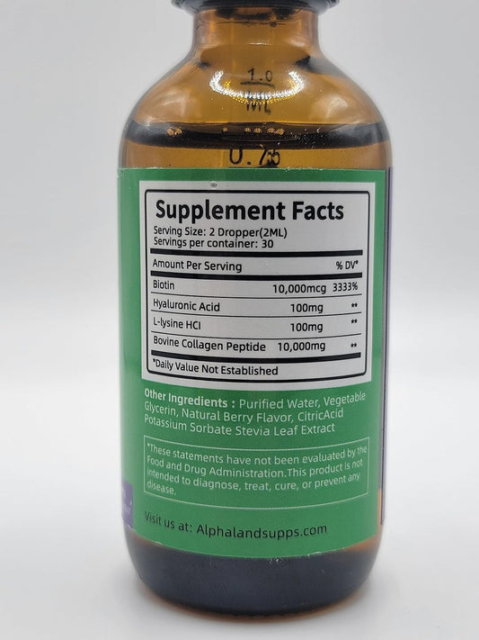 Liquid Collagen with Hyaluronic Acid, Biotin, and Vitamin C for Skin, Hair, and Nails - Anti-Aging Serum Supplement in Drop Form
