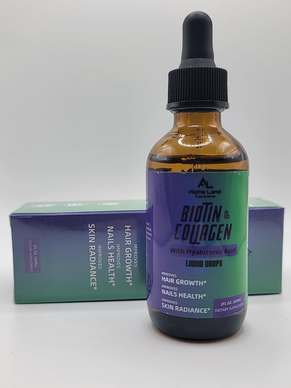 Liquid Collagen with Hyaluronic Acid, Biotin, and Vitamin C for Skin, Hair, and Nails - Anti-Aging Serum Supplement in Drop Form