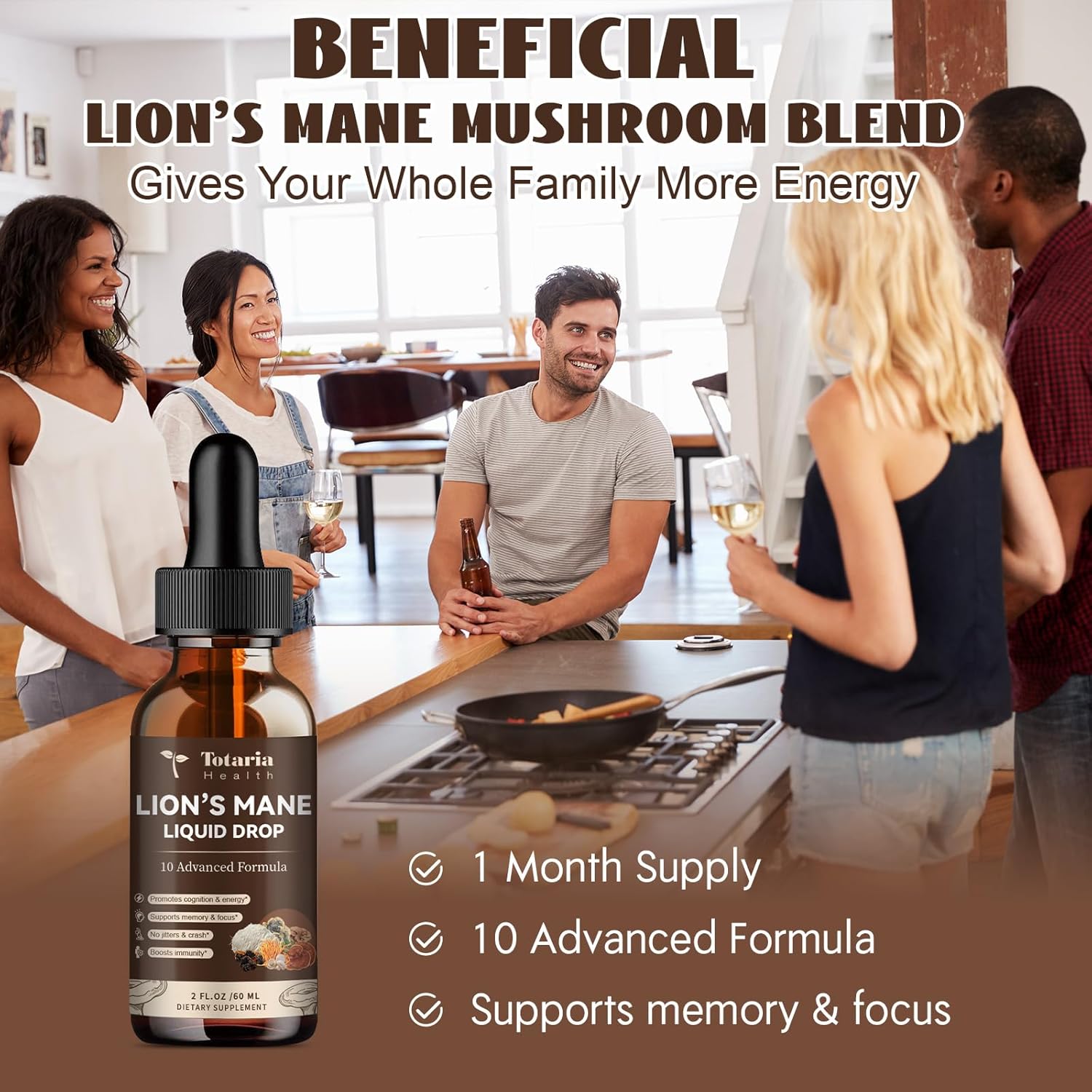 Liquid Drops Supplement with Lions Mane and Potassium Magnesium