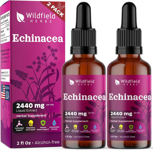 Liquid Echinacea Extract Drops - 2440mg Echinacea Root Tincture, 2 Month Supply, Alcohol-Free - 4 Oz, Pack of 2