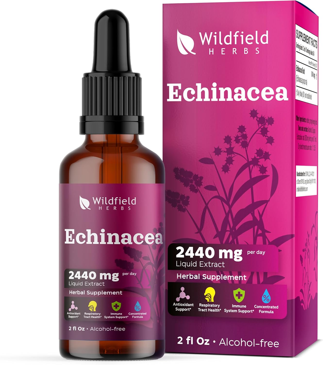 Liquid Echinacea Root Drops Tincture 2440mg - Herbal Supplement, Alcohol-Free, 1 Month Supply - 2 Oz, Pack of 1