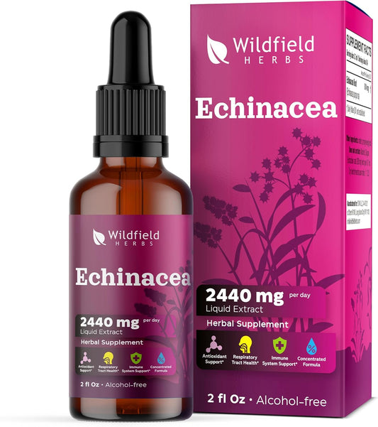 Liquid Echinacea Root Drops Tincture 2440mg - Herbal Supplement, Alcohol-Free, 1 Month Supply - 2 Oz, Pack of 1