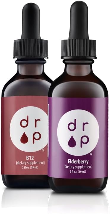 Liquid Elderberry and Vitamin B12 Drops Bundle for Immune Support