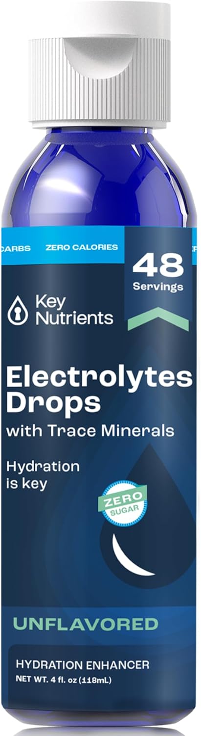 Liquid Electrolytes with 72 Trace Minerals for Rapid Hydration and Muscle Recovery - 4oz Unflavored Drops for Drinking Water, Post-Workout Sodium Supplement - 48 Servings