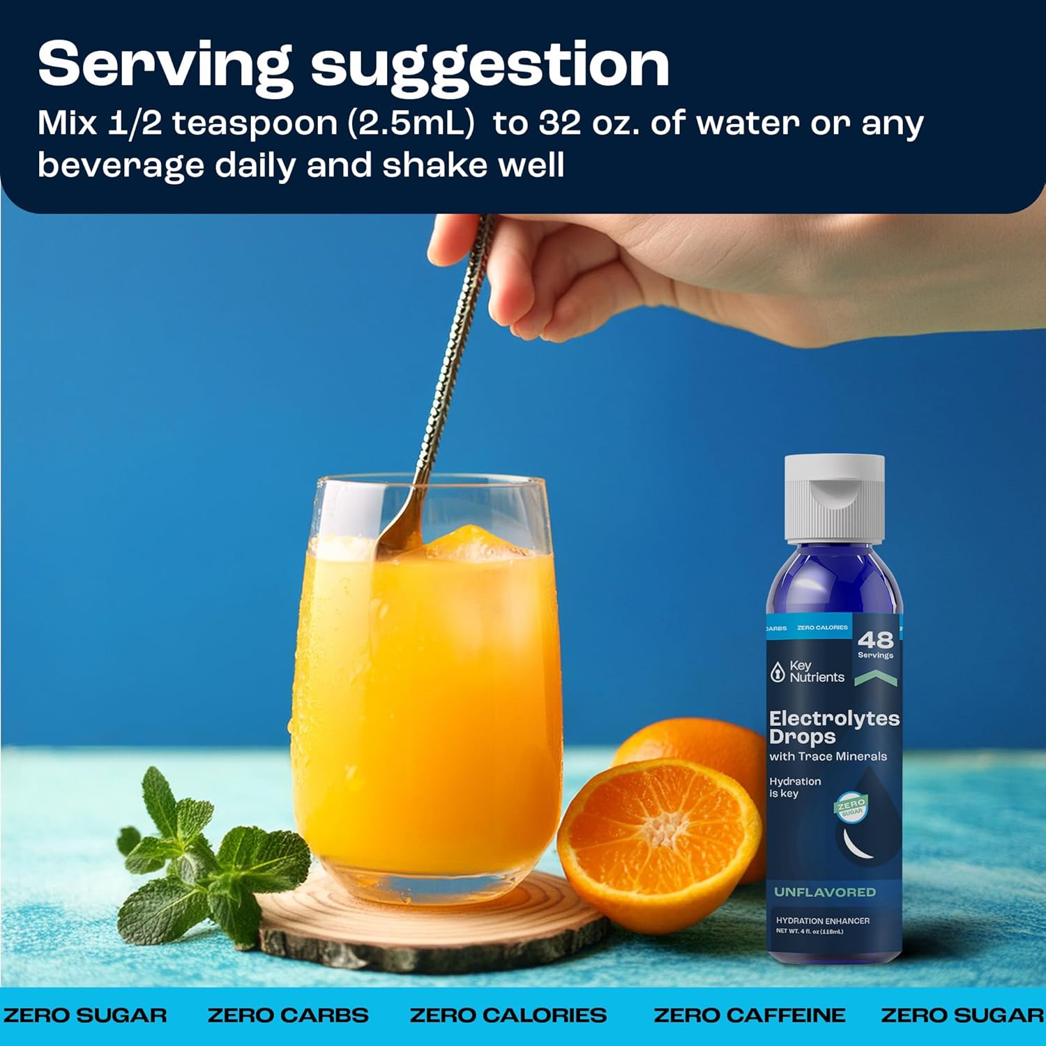 Liquid Electrolytes with 72 Trace Minerals for Rapid Hydration and Muscle Recovery - 4oz Unflavored Drops for Drinking Water, Post-Workout Sodium Supplement - 48 Servings