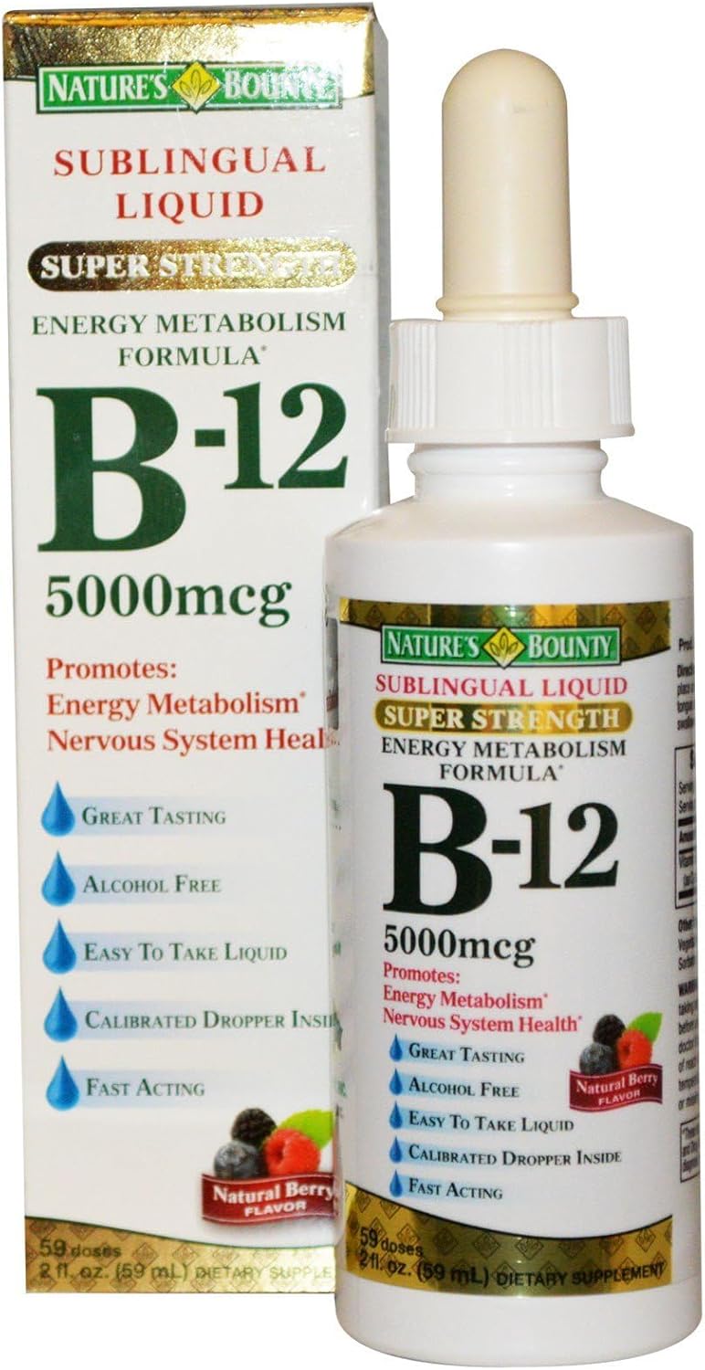 Liquid Energy Health B-12 5000 mcg Sublingual Supplement, 2 Fl Oz (Pack of 2) by Nature's Bounty