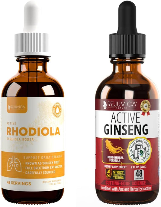 Liquid Energy & Stress Support with Rhodiola Root & Ginseng Root for Better Absorption by Rejuvica Health