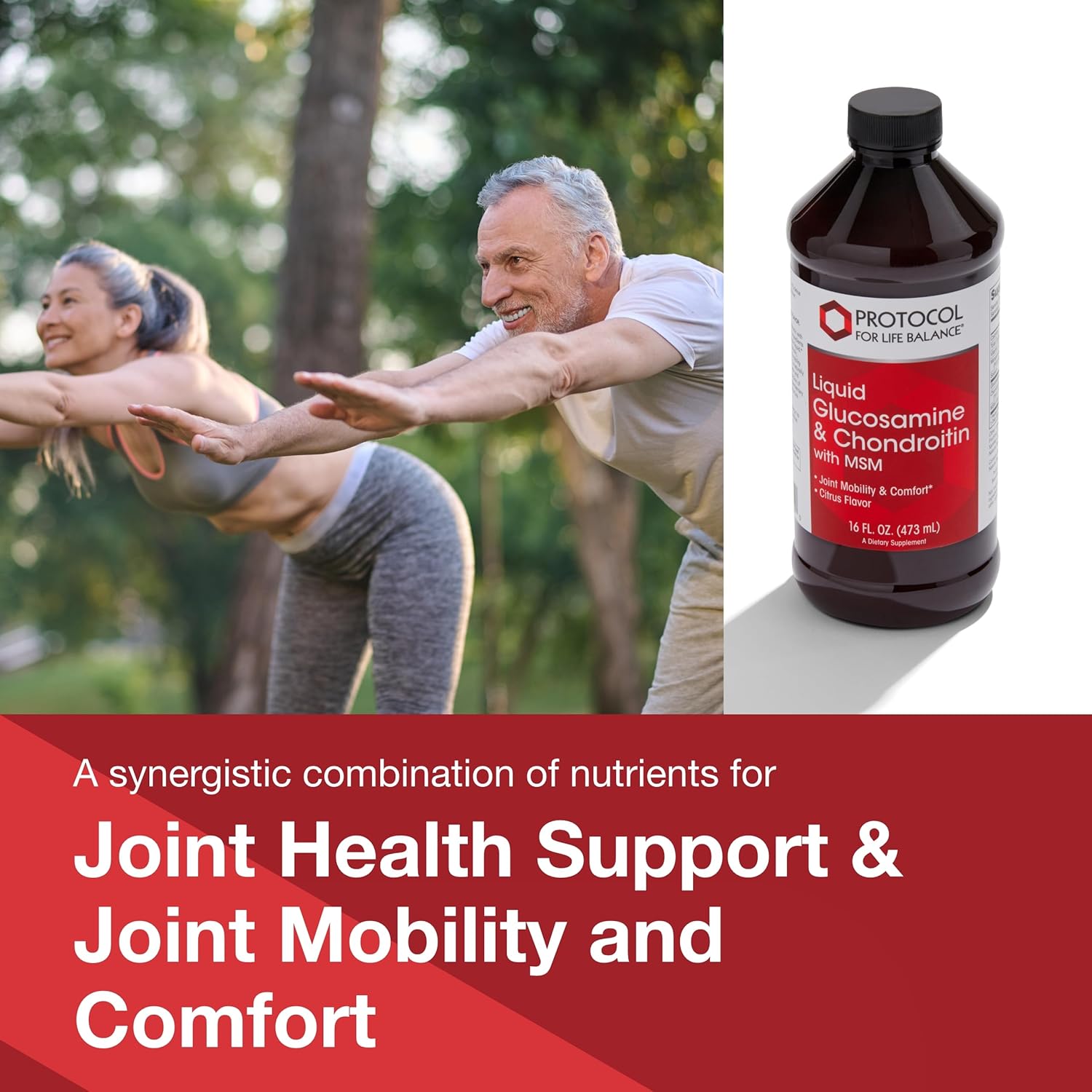 Liquid Glucosamine & Chondroitin with MSM - Joint Support Supplement - Egg & Dairy Free - 16 fl oz