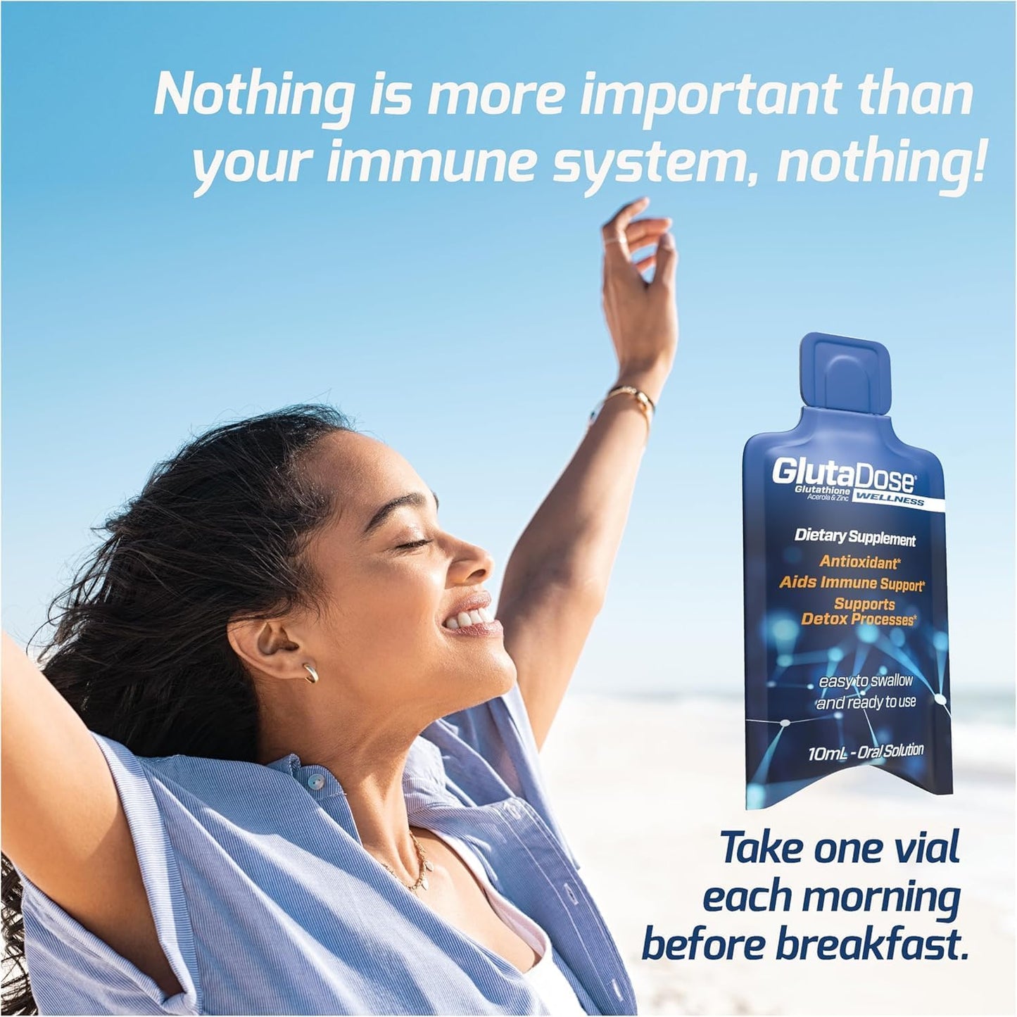 Liquid Glutathione Supplement with Lemon Berry Flavor, Acerola Energy Booster with Zinc, Daily Vitamins & Minerals in Liquid Vials for Auto-Immune Support