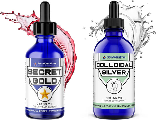 Liquid Gold Drops and Colloidal Silver Bundle by FireWaterStar - Health Supplements for Immune Support and Wellness