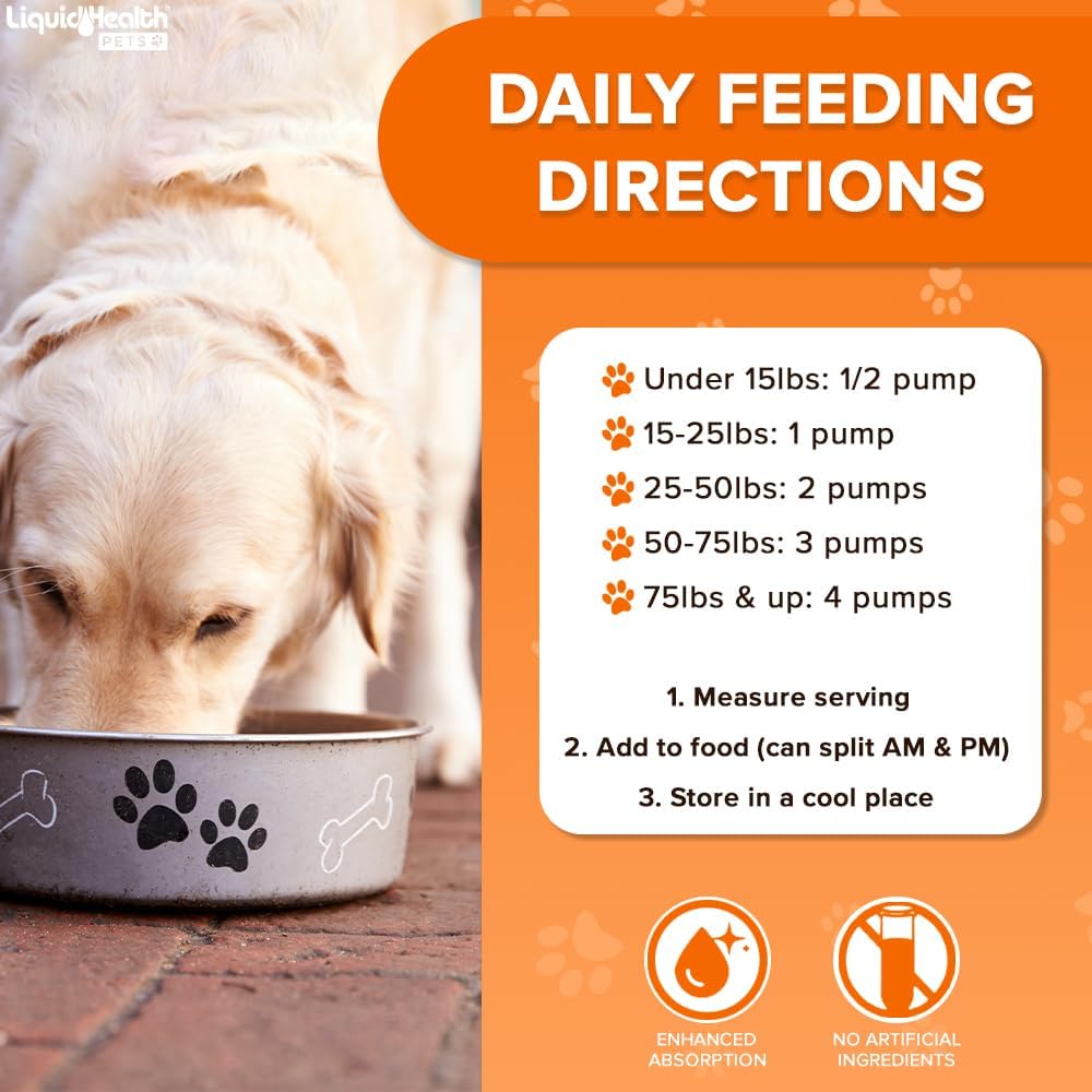 Liquid Health Pets K9 Omega 3 Fish Oil for Dogs - Dog Shedding Supplement with EPA, DPA, DHA - Supports Joint, Immunity, Brain, Heart Health - 3 Pack