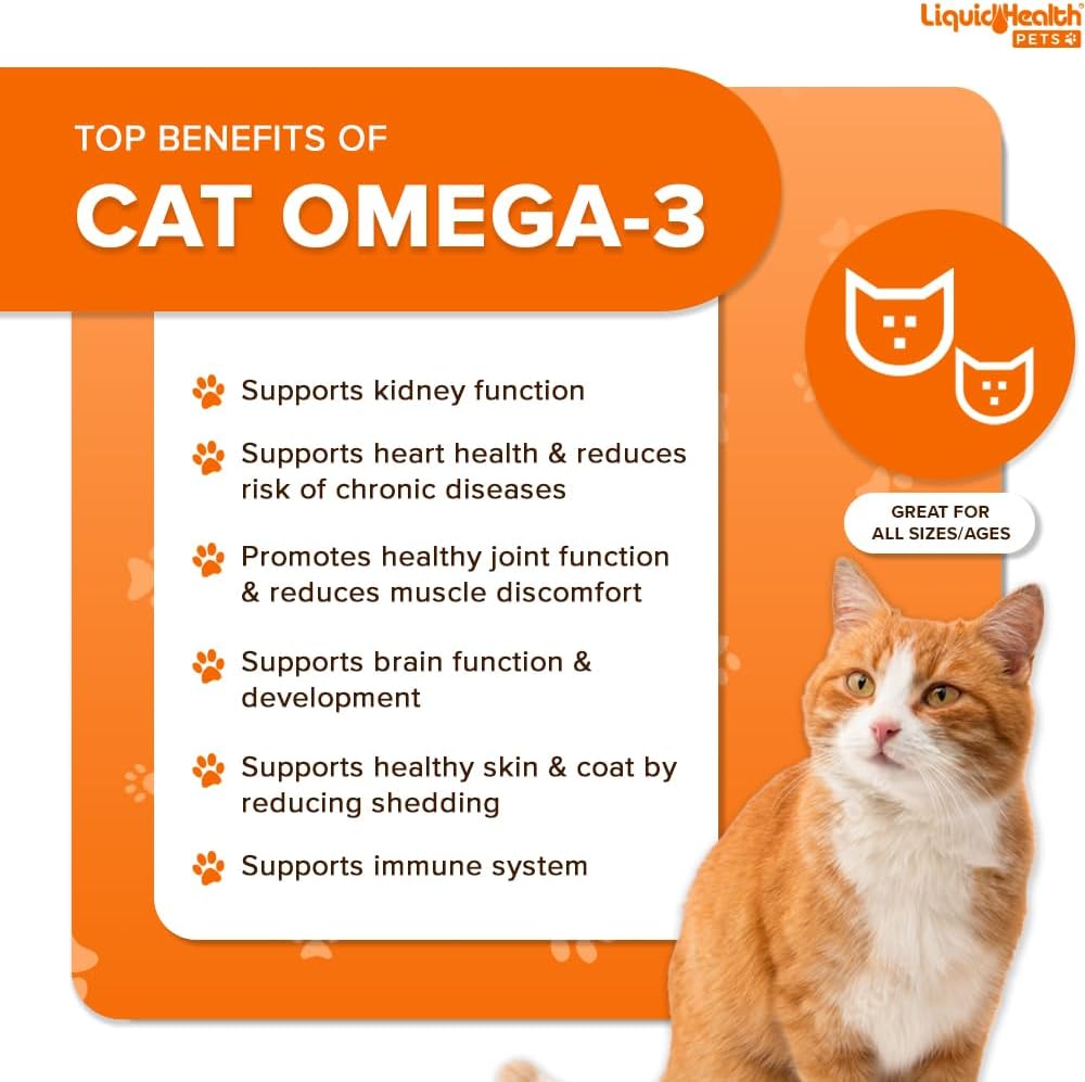 Liquid Health Pets Purr-Fection Omega 3 Fish Oil for Cats - Supports Joint, Immunity, Brain, and Heart Health - Liquid Omega 3 Supplement with EPA+DPA+DHA - Reduce Itching - 2 Pack