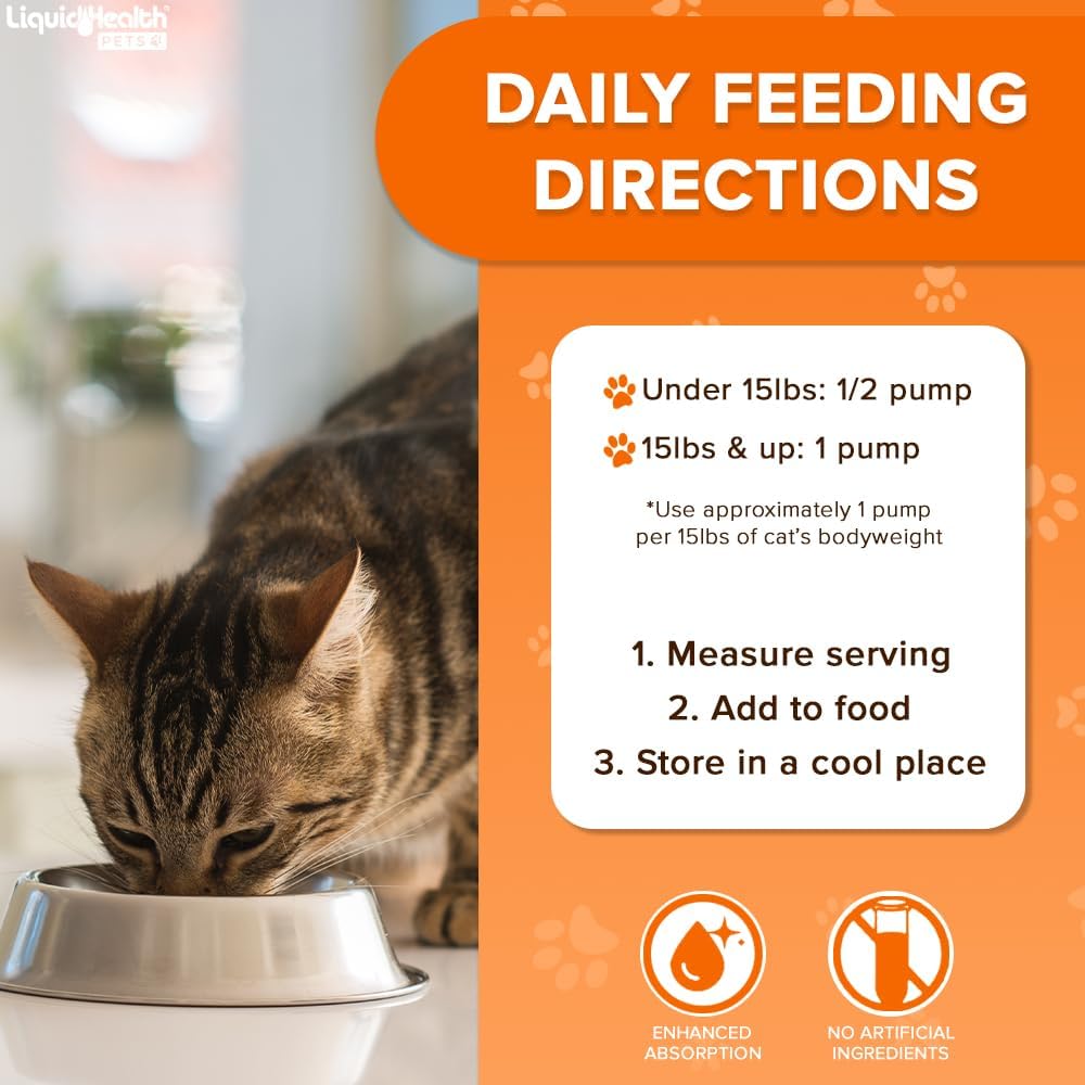 Liquid Health Pets Purr-Fection Omega 3 Fish Oil for Cats - Supports Joint, Immunity, Brain, and Heart Health - Liquid Omega 3 Supplement with EPA+DPA+DHA - Reduce Itching - 2 Pack