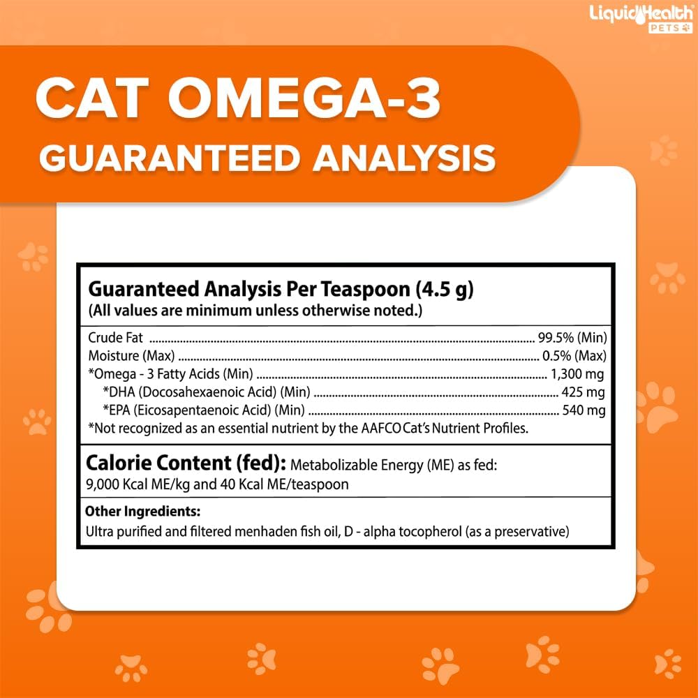 Liquid Health Pets Purr-Fection Omega 3 Fish Oil for Cats - Supports Joint, Immunity, Brain, and Heart Health - Liquid Omega 3 Supplement with EPA+DPA+DHA - Reduce Itching - 2 Pack