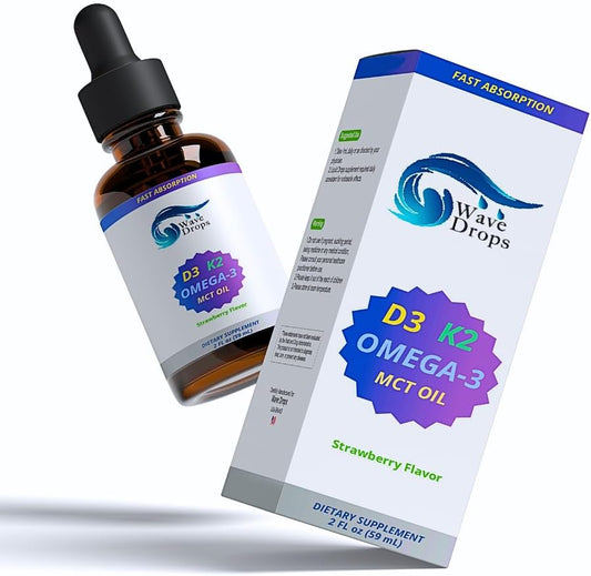 Liquid Immune Booster with Vitamin D3, K2, MCT Oil, and Omega 3 for Brain Function and Energy - 2 Fl Oz