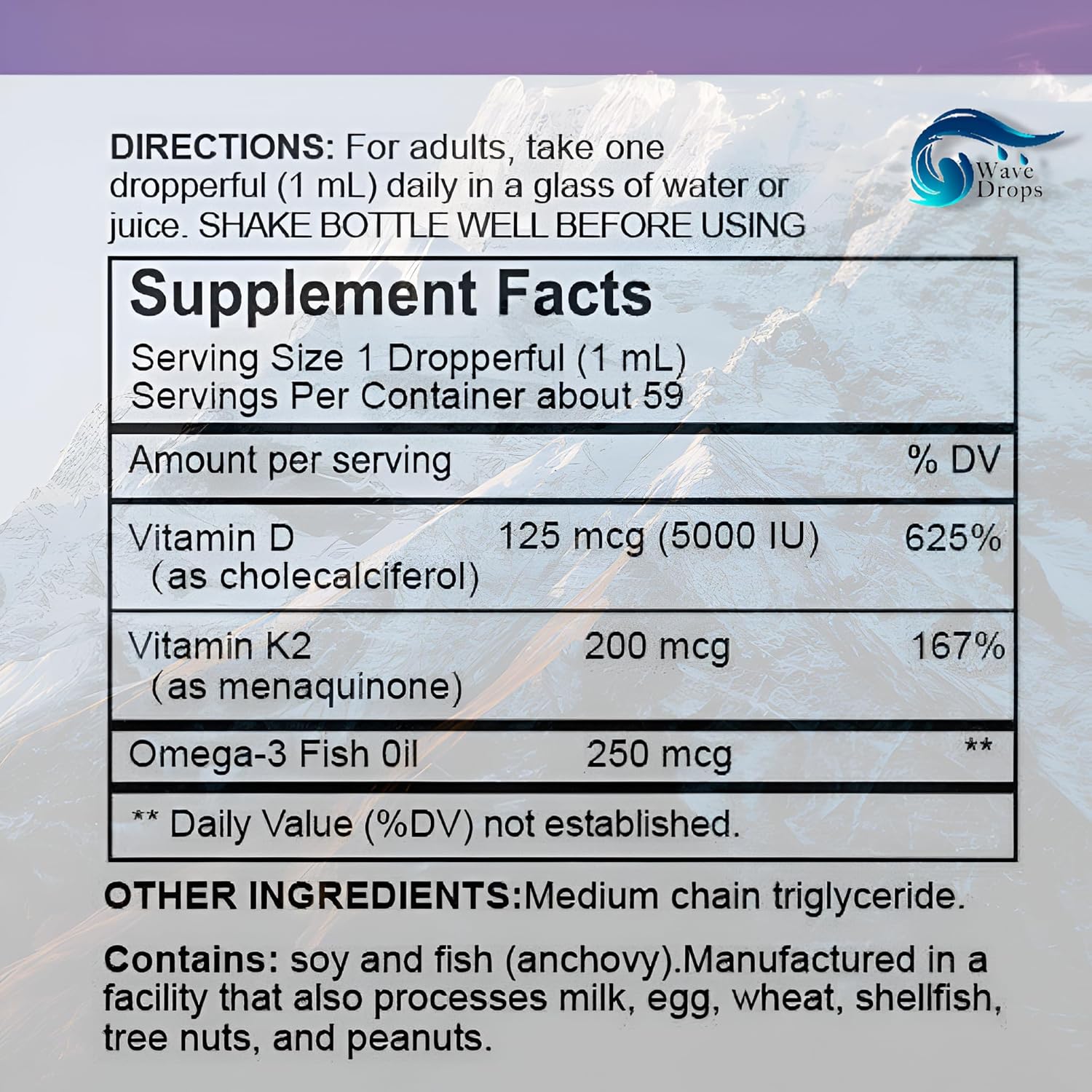 Liquid Immune Booster with Vitamin D3, K2, MCT Oil, and Omega 3 for Brain Function and Energy - 2 Fl Oz