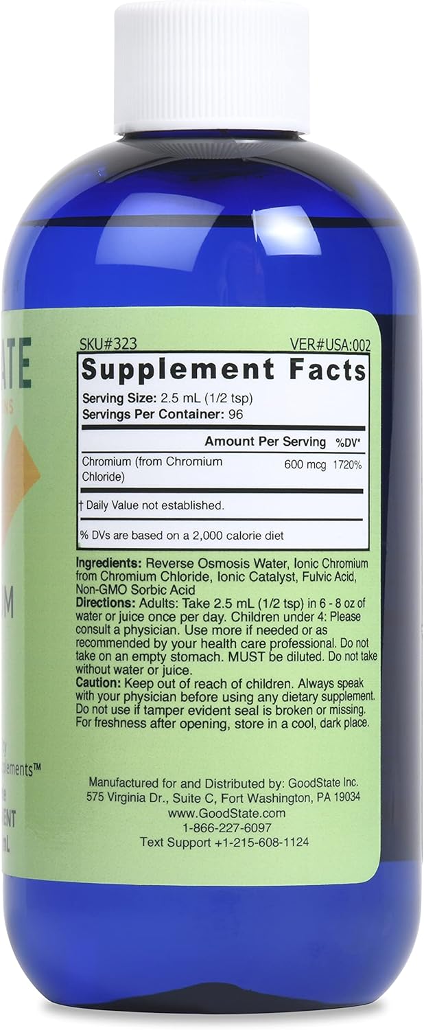 Liquid Ionic Chromium Supplement - 600 mcg, 8 fl oz, 96 Servings