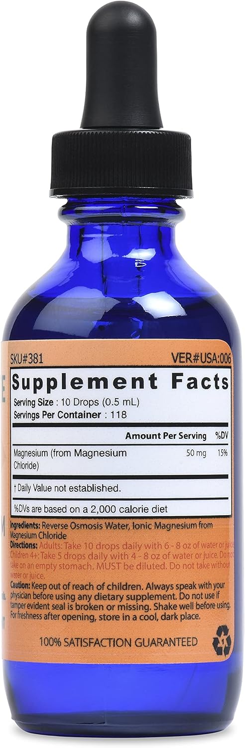 Liquid Ionic Magnesium Ultra Concentrate - 5000 mg per Bottle - 100 Servings - Glass Bottle