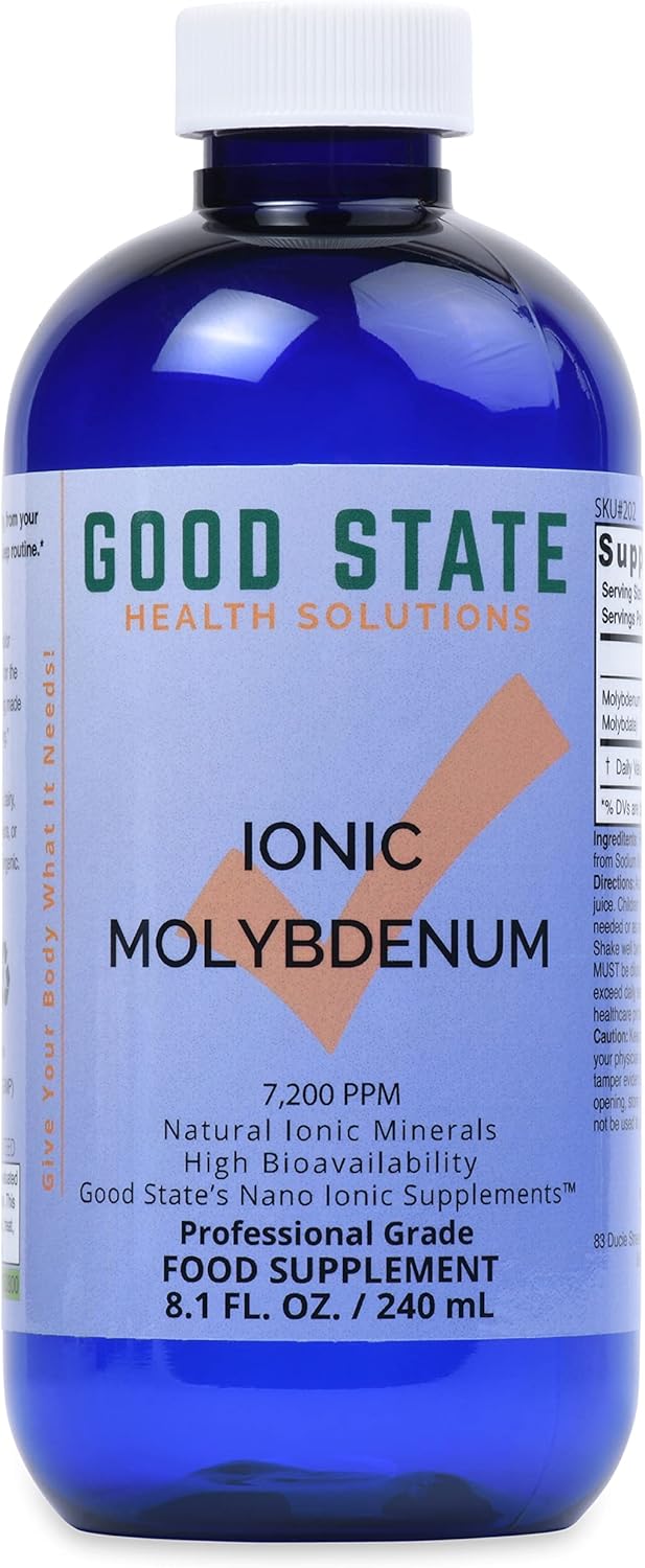 Liquid Ionic Molybdenum Supplement - 96 Servings, 2mg Elemental + 2mg Fulvic Acid - 8 fl oz Bottle