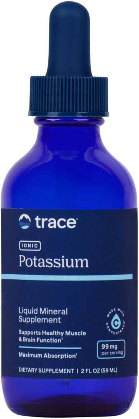 Liquid Ionic Potassium & Magnesium Supplement for Easy Absorption - Supports Brain & Muscle Function - Trace Minerals - 2 fl oz