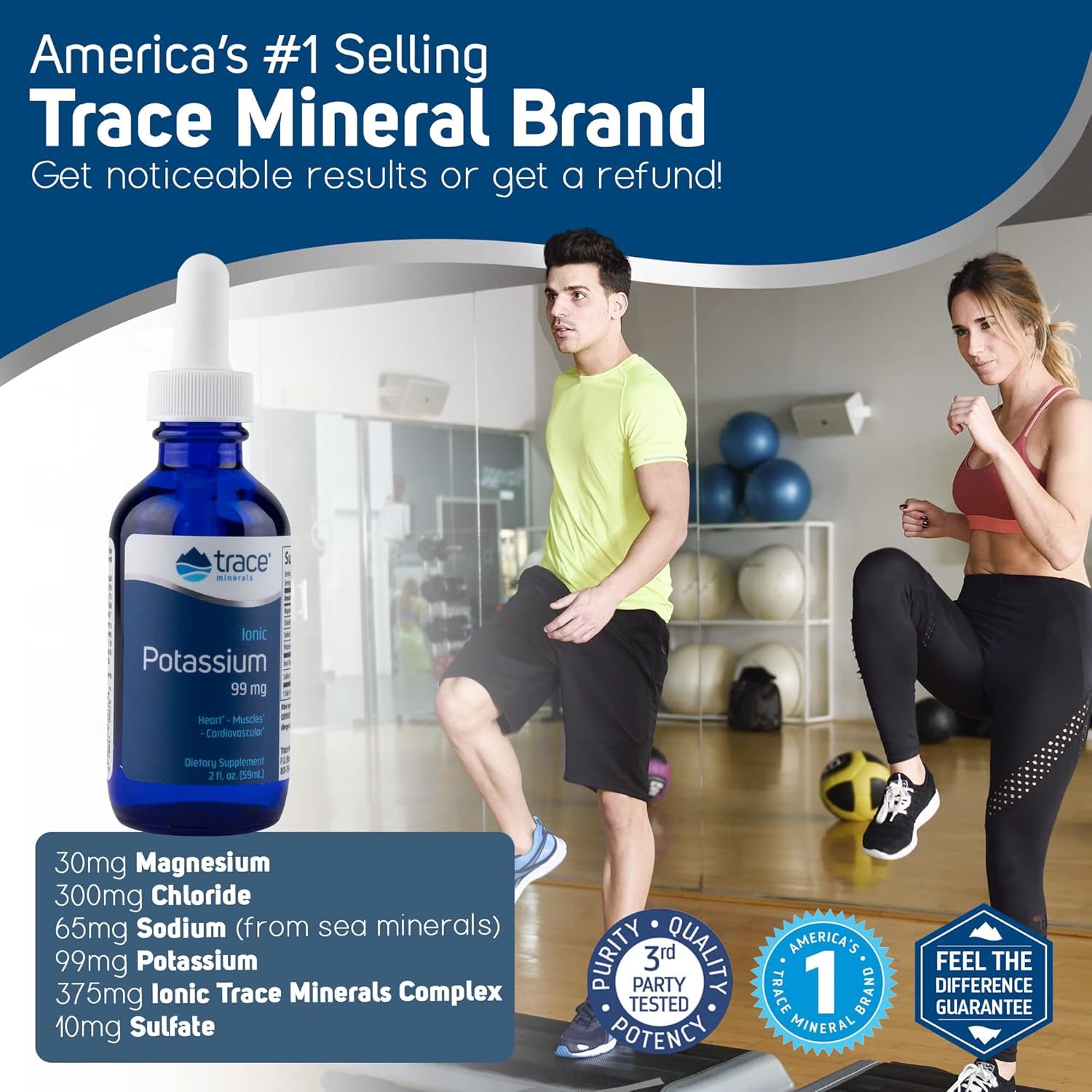 Liquid Ionic Potassium & Magnesium Supplement for Easy Absorption - Supports Brain & Muscle Function - Trace Minerals - 2 fl oz
