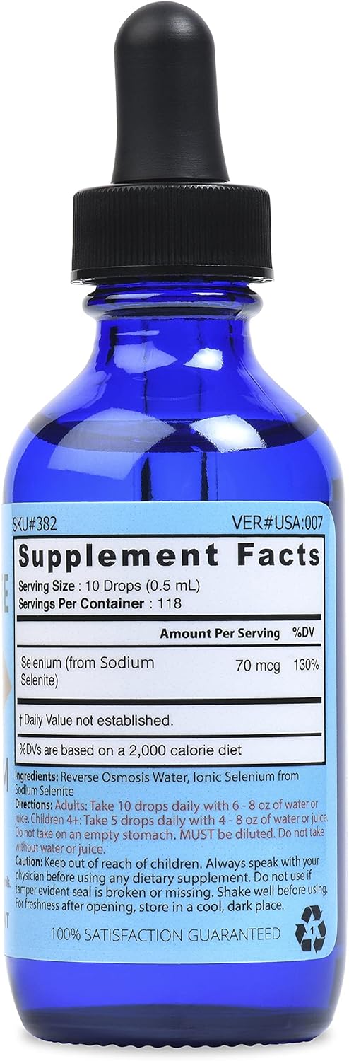Liquid Ionic Selenium Ultra Concentrate - 70 mcg per 10 Drops, 100 Servings - Glass Bottle