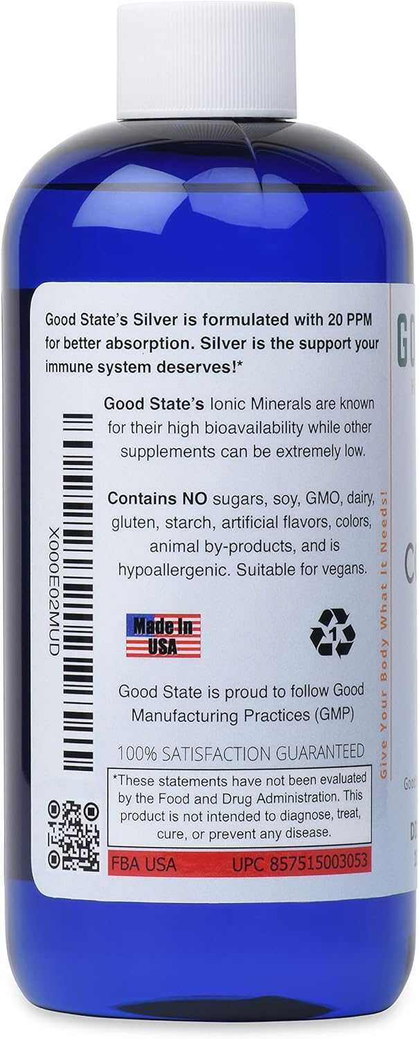 Liquid Ionic Silver Supplement - 100 mcg, 16 fl oz Bottle (96 Servings)