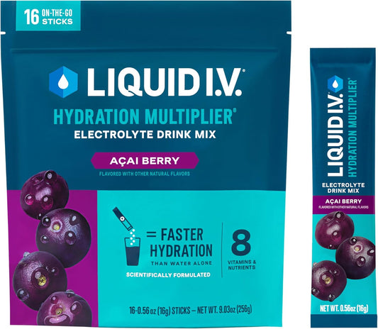 Liquid I.V.® Acai Berry Electrolyte Powder Drink Mix - Hydration Multiplier | 1 Pack (16 Servings)