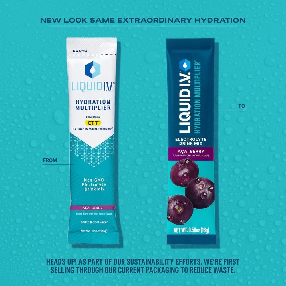 Liquid I.V.® Acai Berry Hydration Multiplier - Electrolyte Powder Drink Mix 3 Pack (48 Servings)
