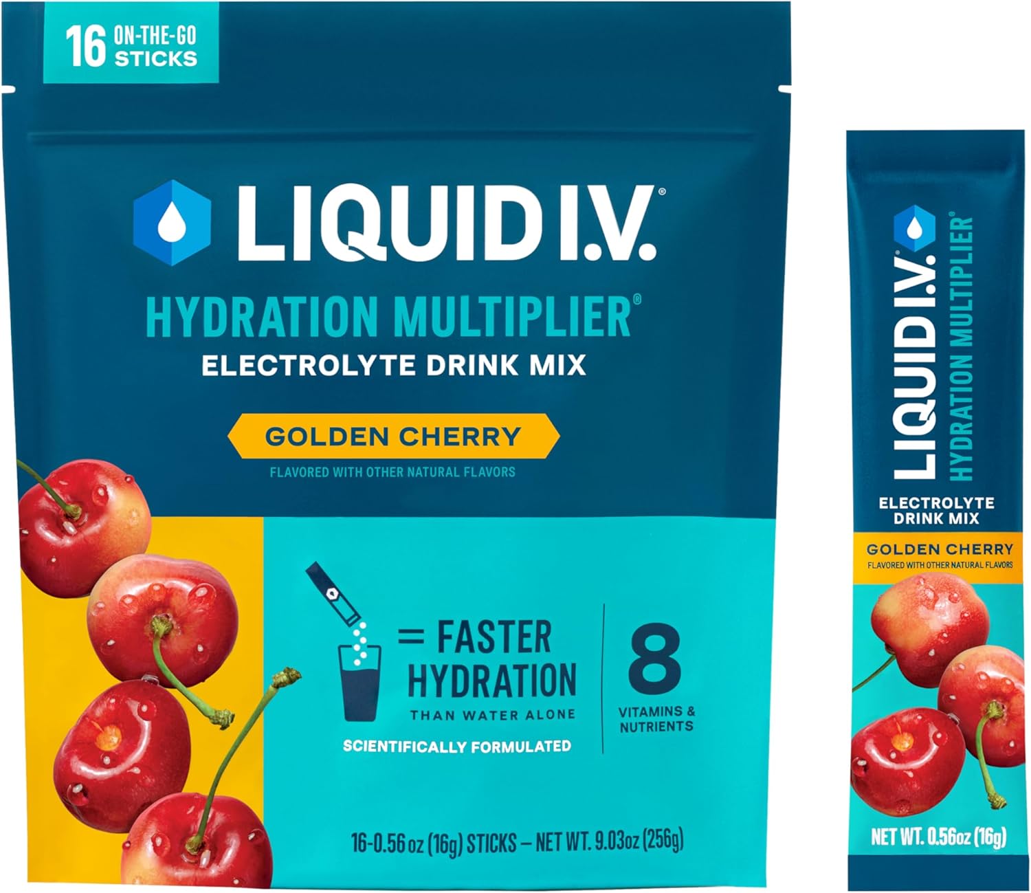Liquid I.V.® Hydration Multiplier - Golden Cherry Flavor | Electrolyte Powder Drink Mix | 16 Servings