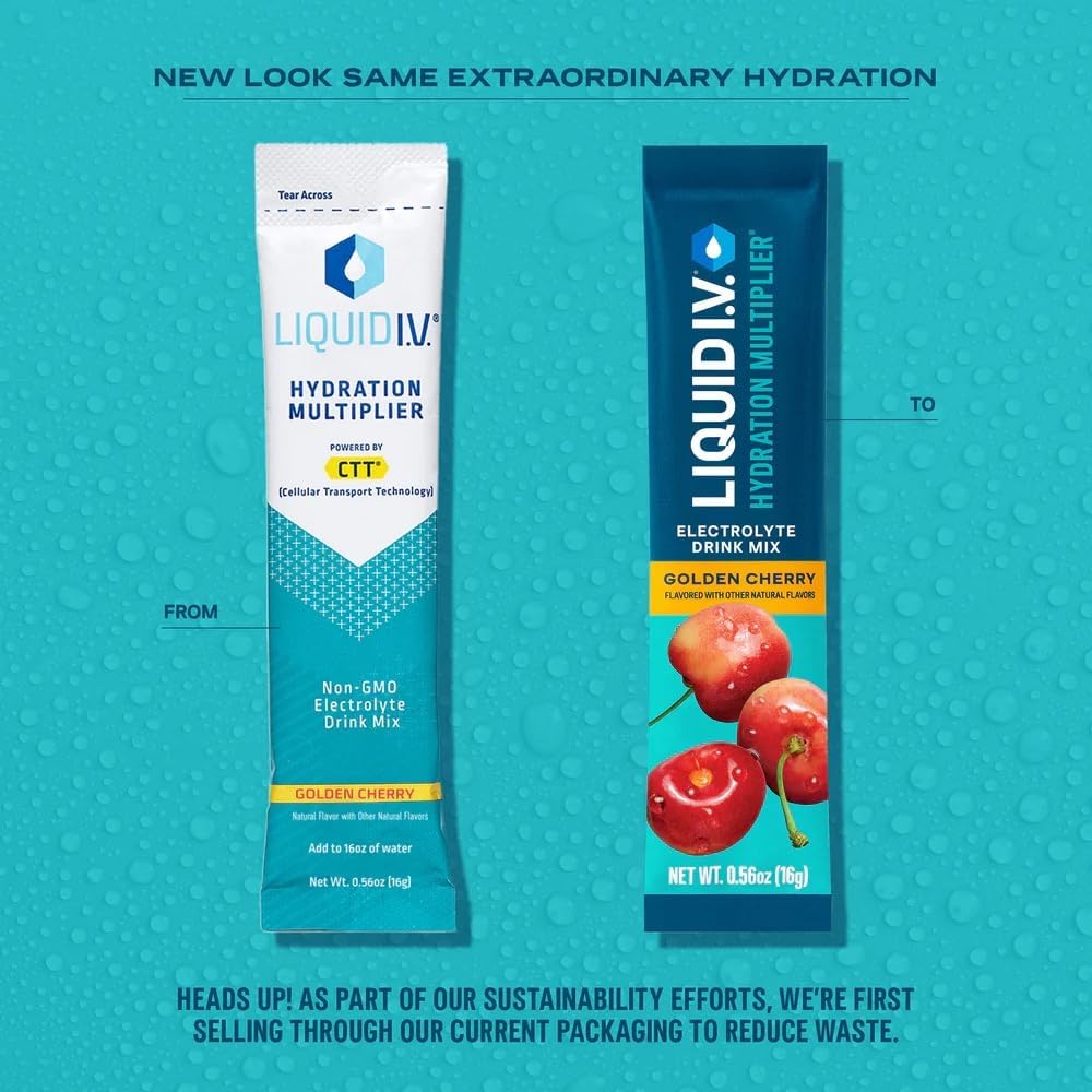 Liquid I.V.® Hydration Multiplier - Golden Cherry Flavor | Electrolyte Powder Drink Mix | 16 Servings